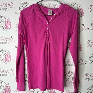 F by fortuna valentino waffle knit thermal Vibrant Fuchsia Button-Up Hoodie